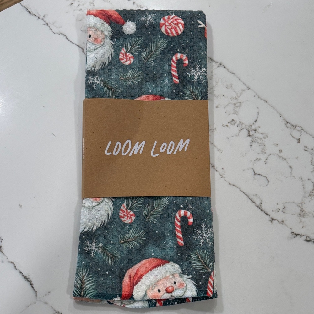 NWT Festive Santa & Candy Cane Kitchen Towel